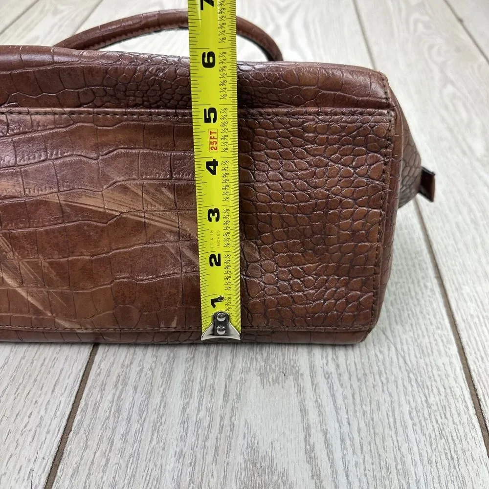 Kenneth Cole Reaction‎ Crocodile Dome Satchel Purse Bag Brown